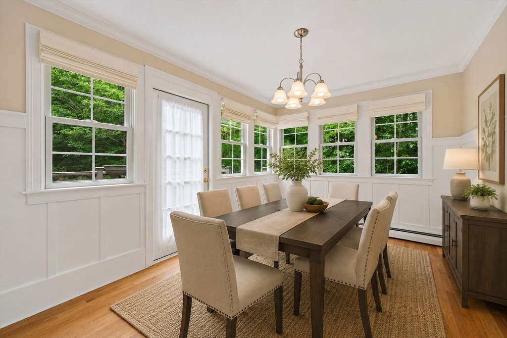 14 Sugar Maple Circle, Unit 14 Hanover, MA 02339 - Photo 13 of 38 a view of a dining room with furniture large windows and wooden floor