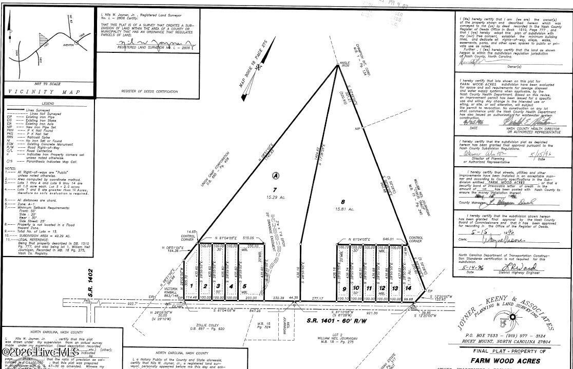 1648 Harrison Road Nashville, NC 27856 - Photo 14 of 15 Survey Map (Lots 7 and 8)