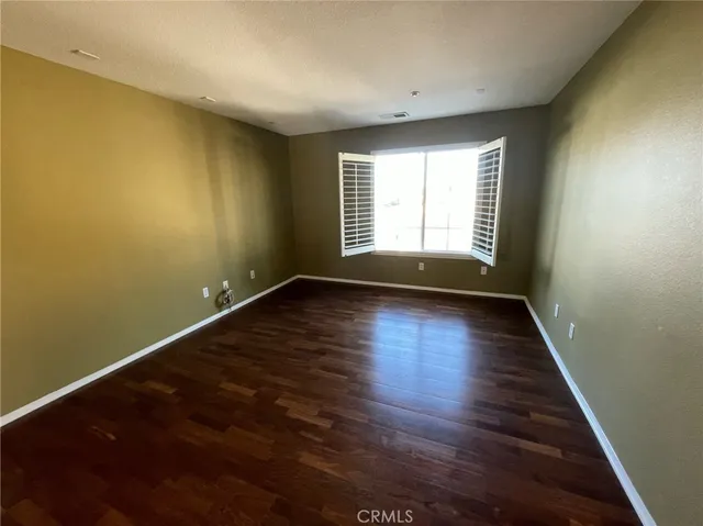 a view of a room with a door