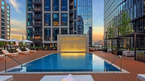 an outdoor space with pool