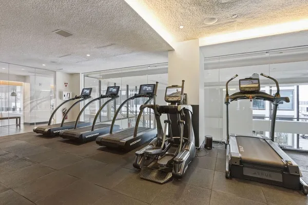 a view of a room with gym equipment