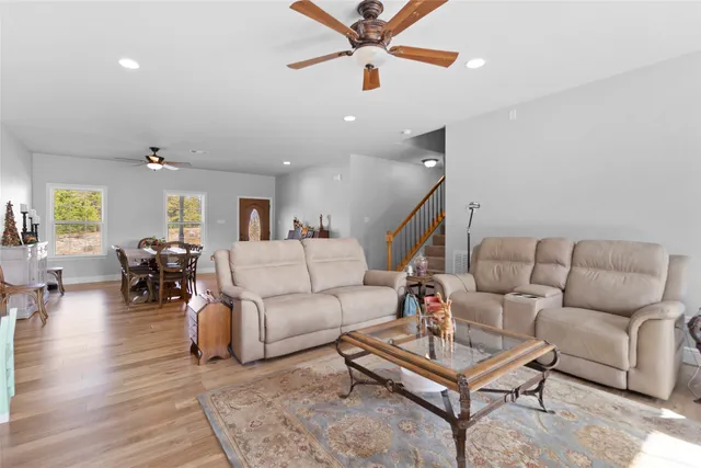 a living room with furniture
