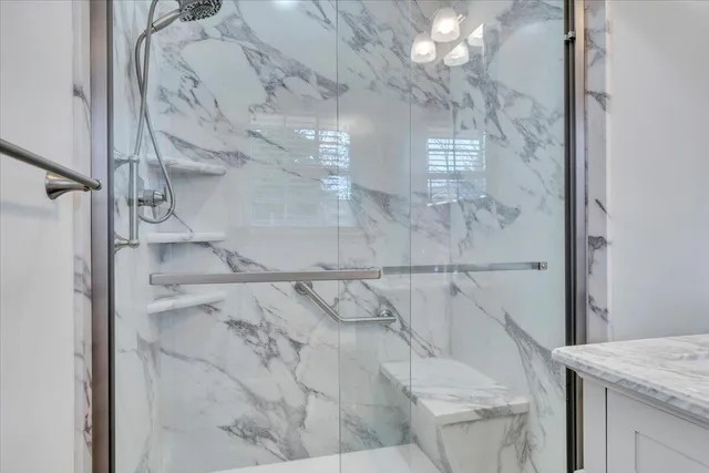 a bathroom with a shower