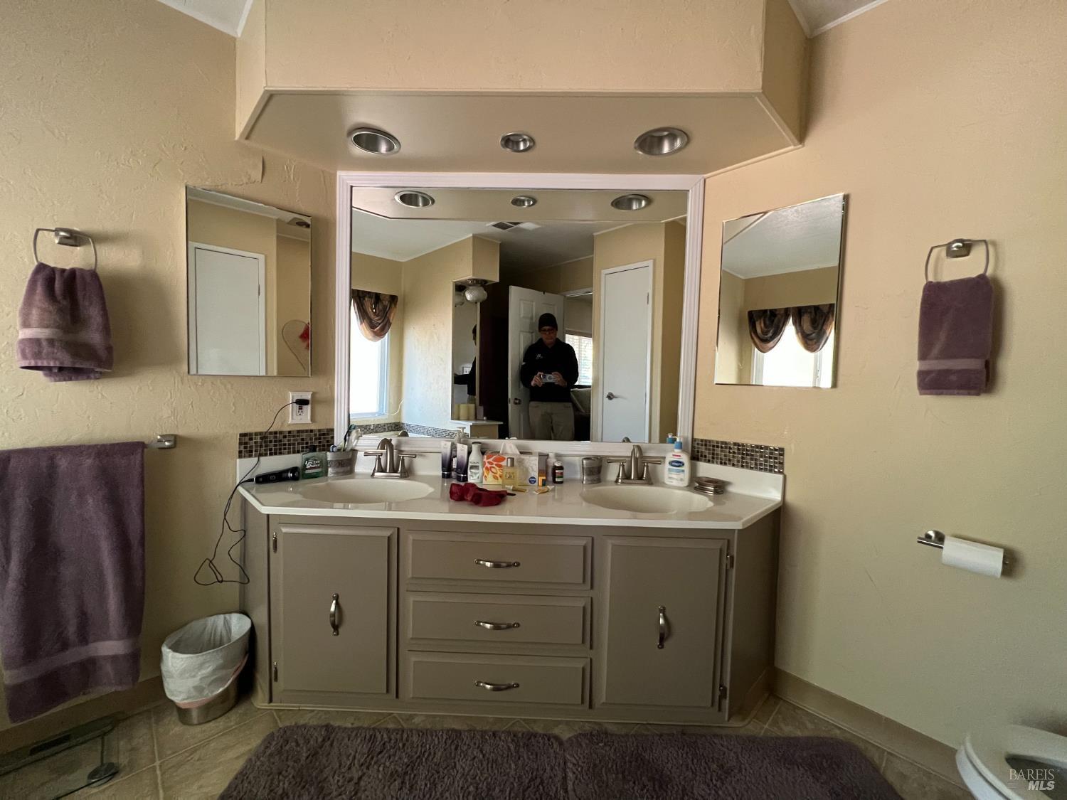 161 Bear Flag Road Sonoma, CA 95476 - Photo 20 of 57 a bathroom with a toilet sink and mirror