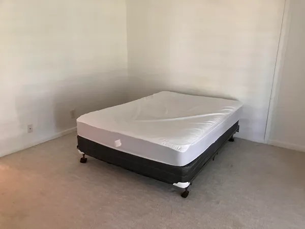 a room with a bed