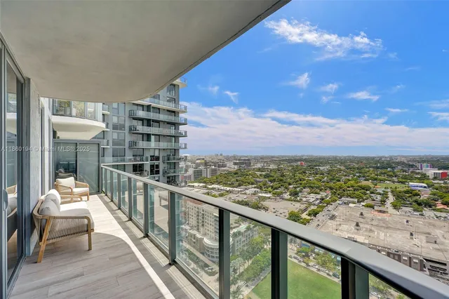 a view of a city from a balcony
