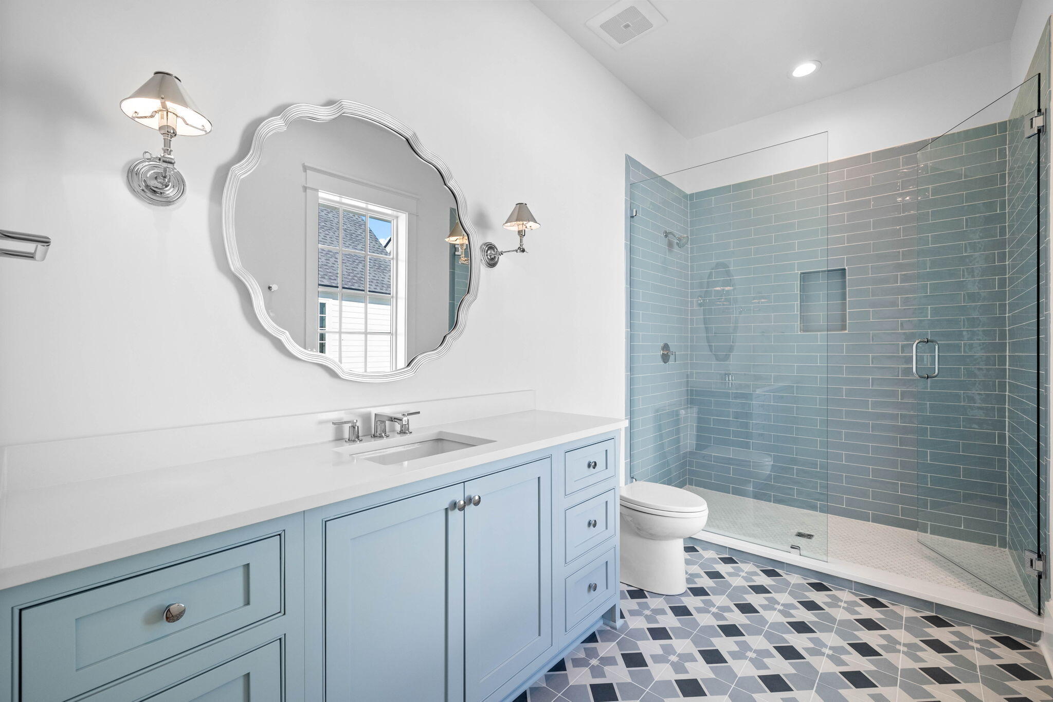 295 Golf Ridge Dr Inlet Beach Inlet Beach, FL 32461 - Photo 59 of 94 a bathroom with a sink a toilet a shower and a mirror