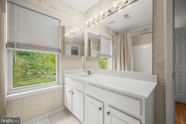 a bathroom with a sink and a large mirror