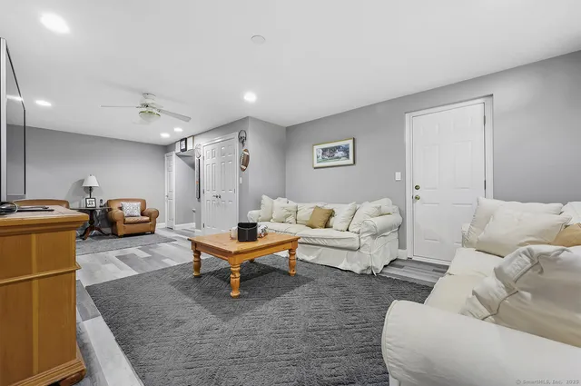 a living room with furniture