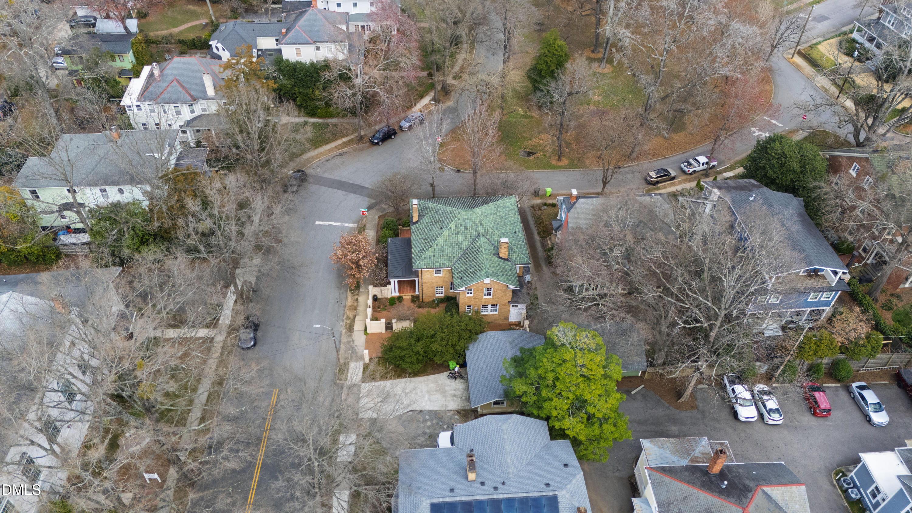 1313 College Place Raleigh, NC 27605 - Photo 66 of 71 an aerial view of a house with a yard basket ball court and outdoor seating