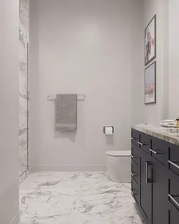a bathroom with a sink a toilet and vanity
