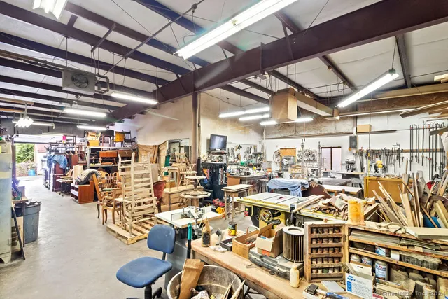 a workspace with furniture