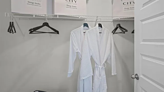 a close view of a closet