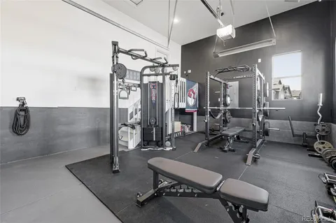 a view of a room with gym equipment