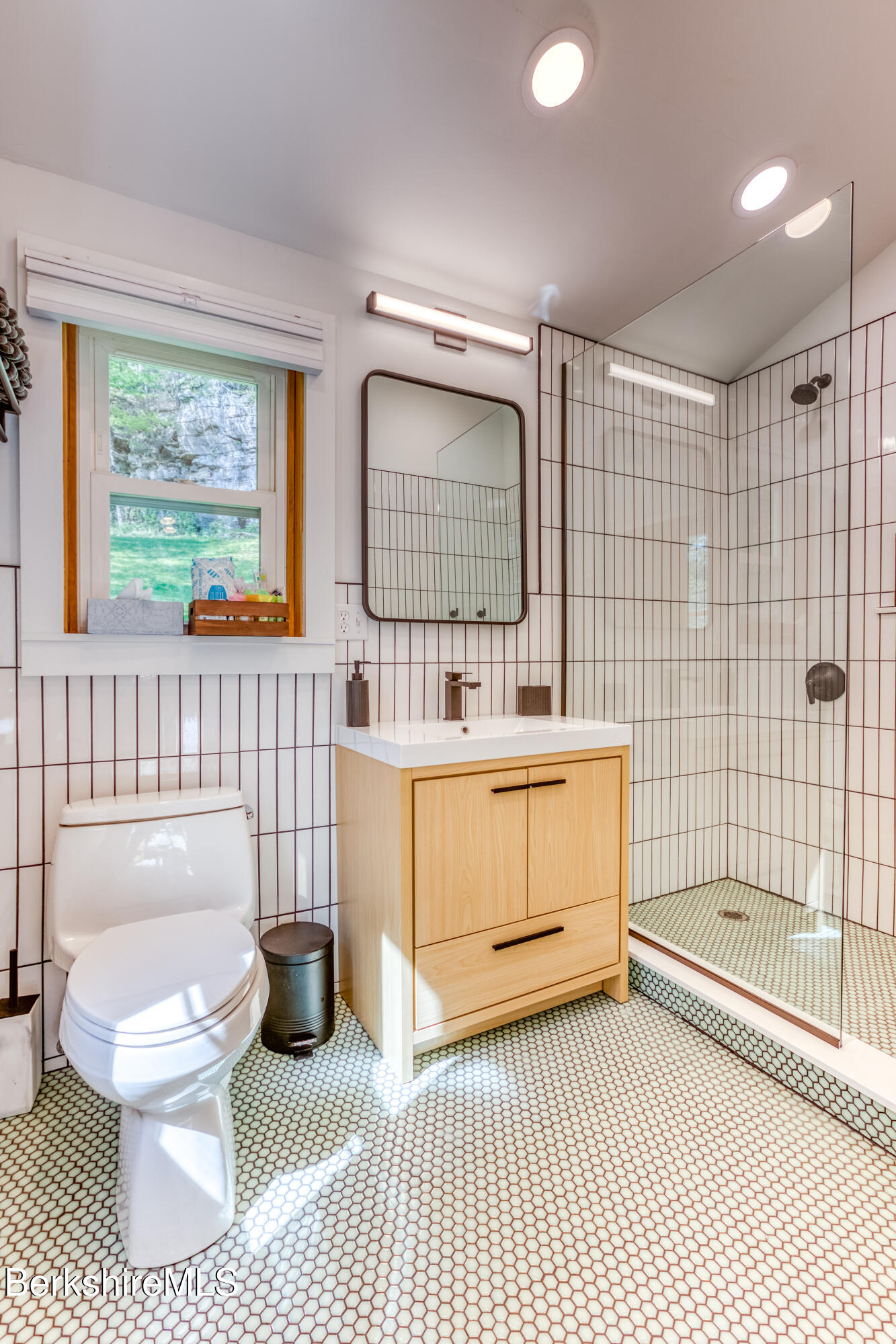 6 Lake Buel Road Great Barrington, MA 01230 - Photo 29 of 38 a bathroom with a sink toilet a mirror and shower