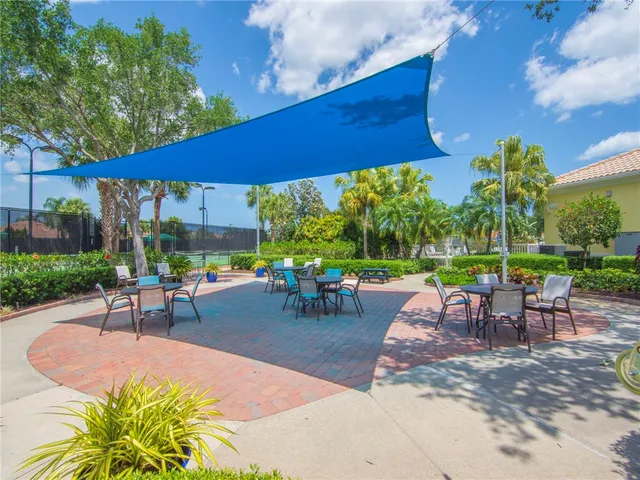 a street view with sitting space