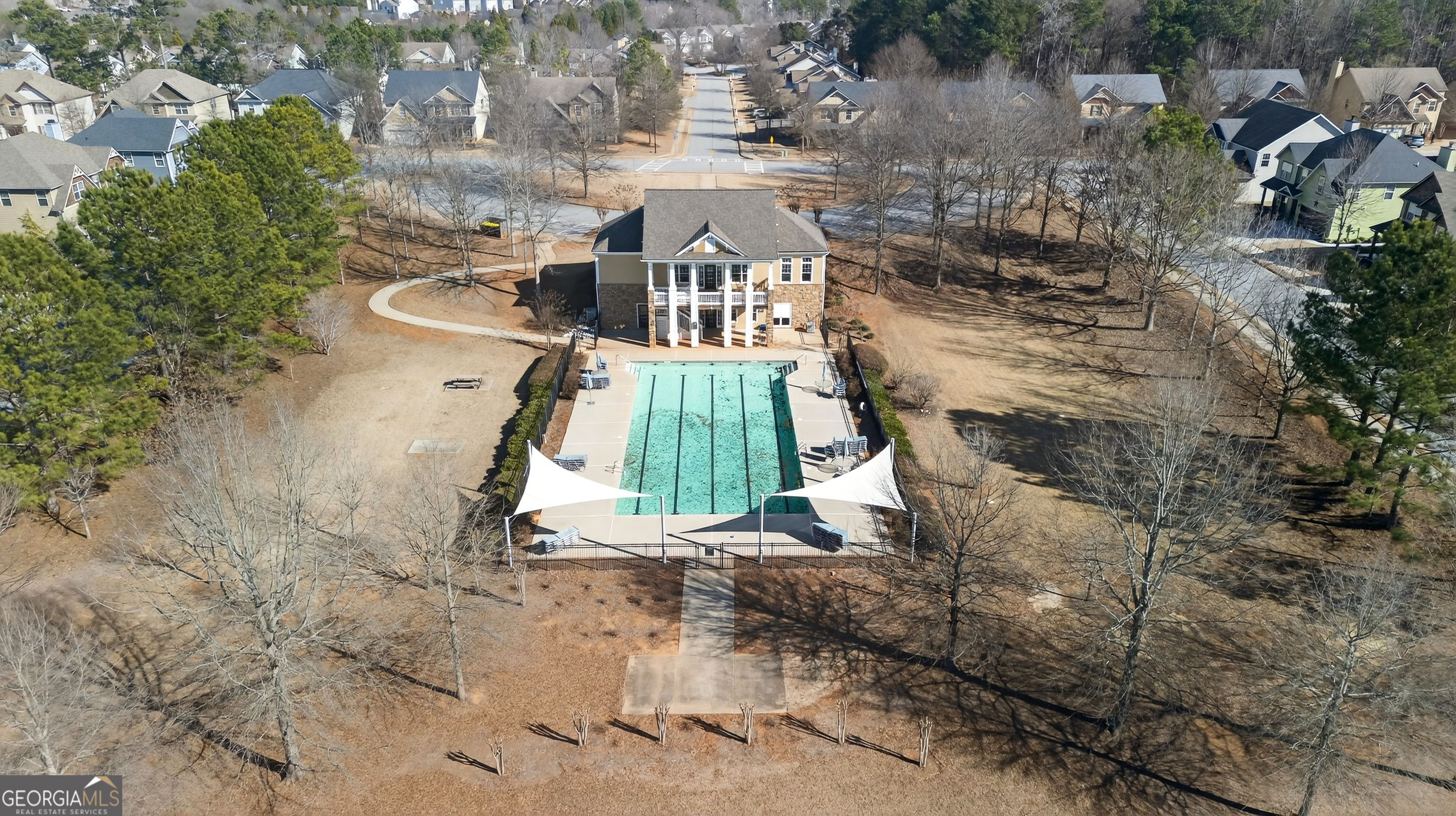 167 Cliffhaven Circle Newnan, GA 30263 - Photo 44 of 47 an aerial view of a house with a yard
