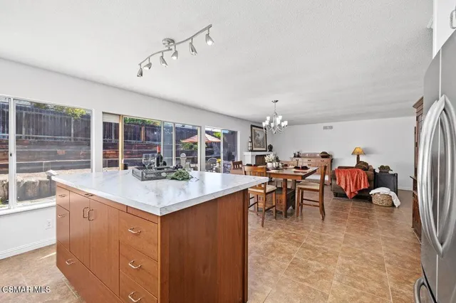 a kitchen with lots of counter top space