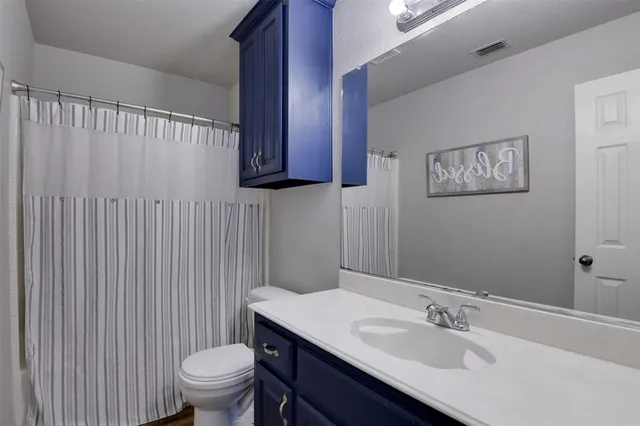 a bathroom with a sink toilet and vanity