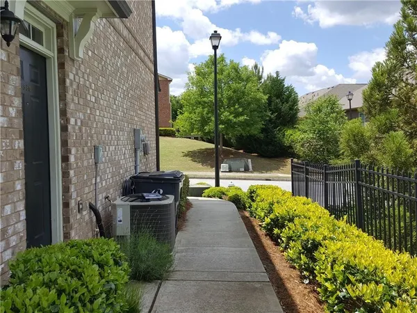 a view of a garden with pathway