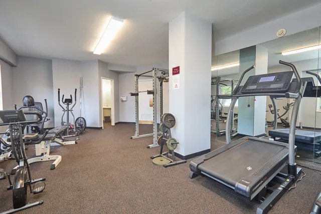 a room with gym equipment