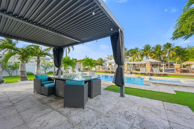 a view of swimming pool with a patio