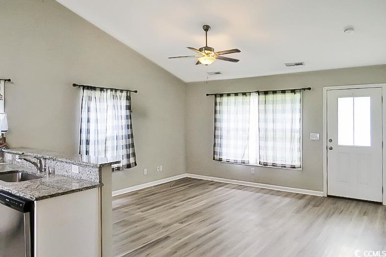 204 Rosedale Drive Aynor, SC 29511 - Photo 7 of 23 Foyer featuring light wood finished floors, lofted ceiling, and a ceiling fan