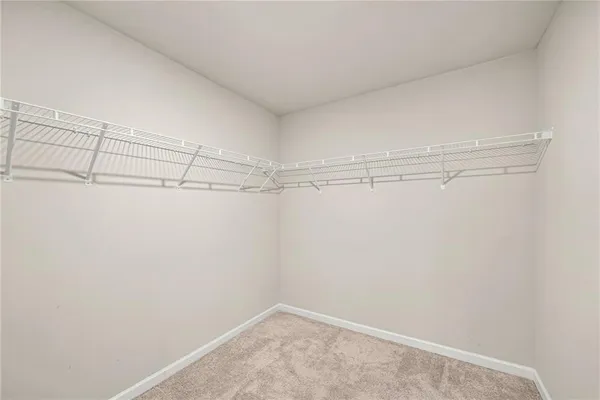 a view of a room with racks on the wall