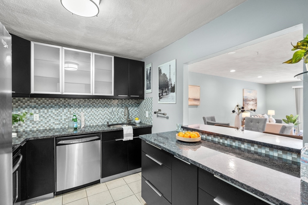 32 Whites Avenue, Unit E441 Watertown, MA 02472 - Photo 8 of 34 a kitchen with stainless steel appliances granite countertop a sink and stove