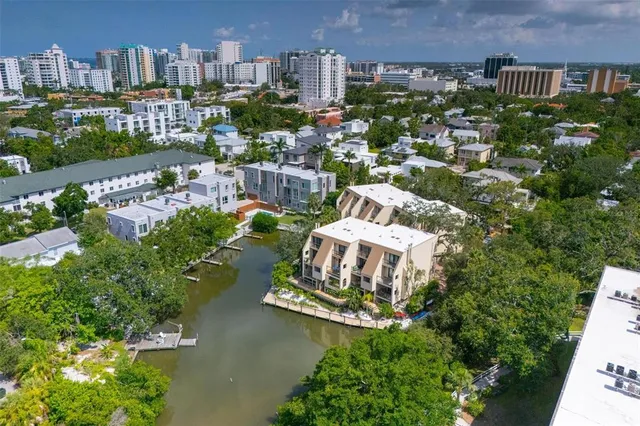 a view of a city with tall buildings