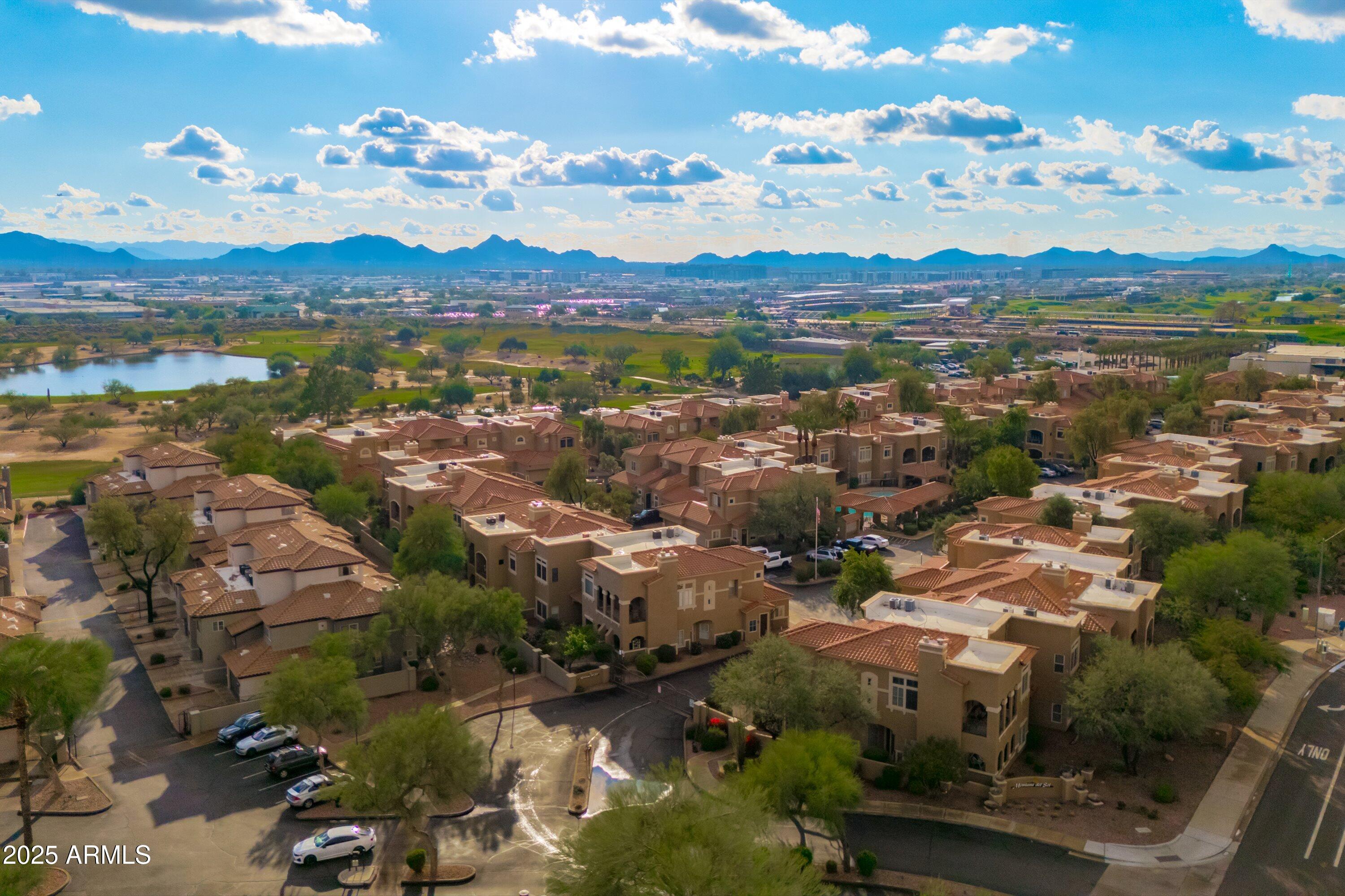 a view of city and mountain