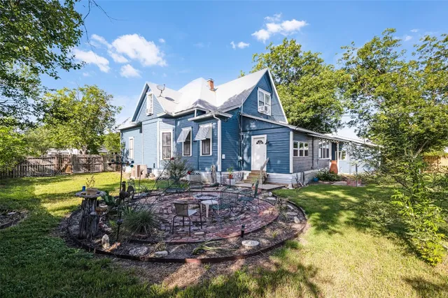 a garden view with a seating space and a garden