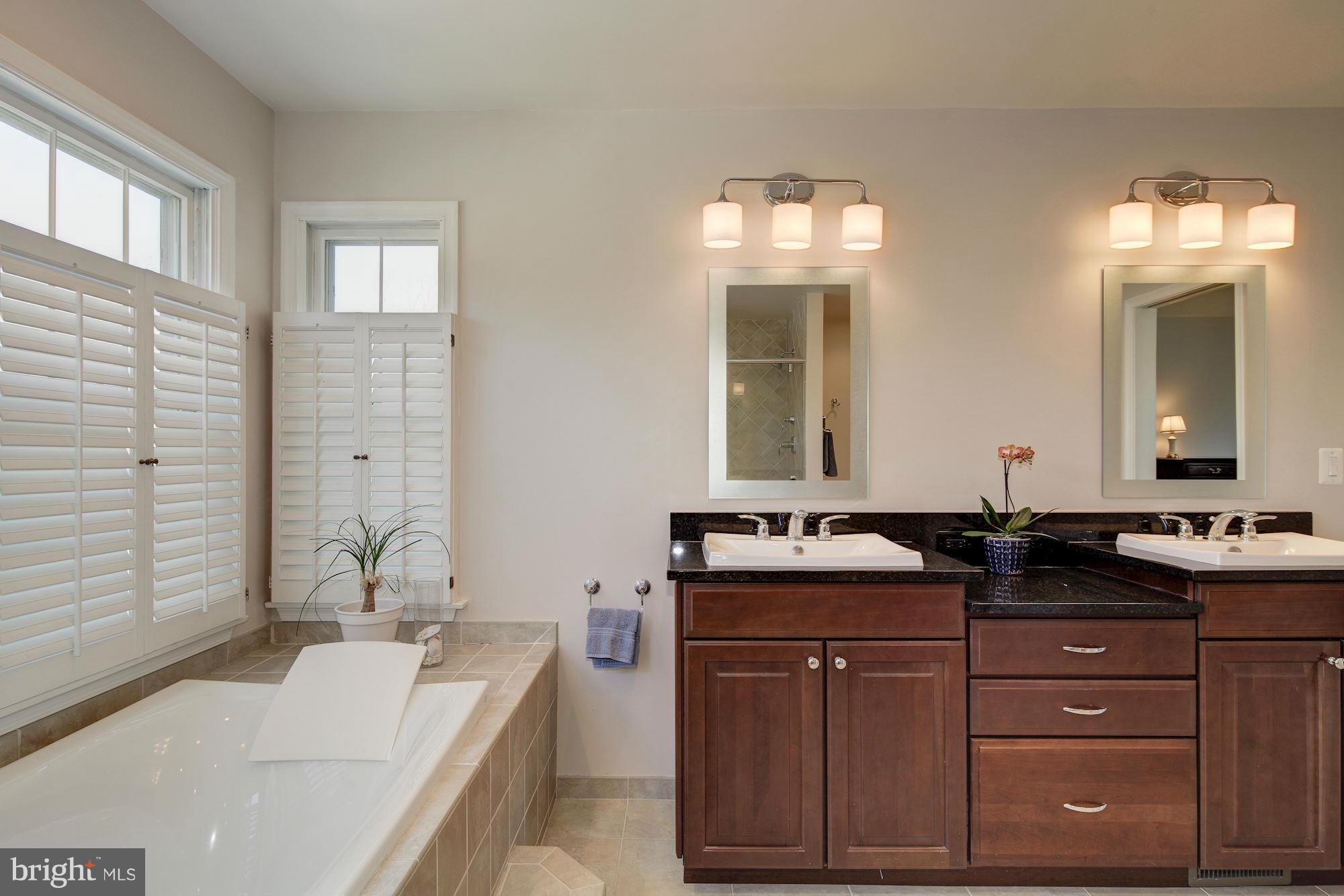 14206 Robcaste Road Phoenix, MD 21131 - Photo 14 of 30 a bathroom with a double vanity sink a mirror and a bathtub