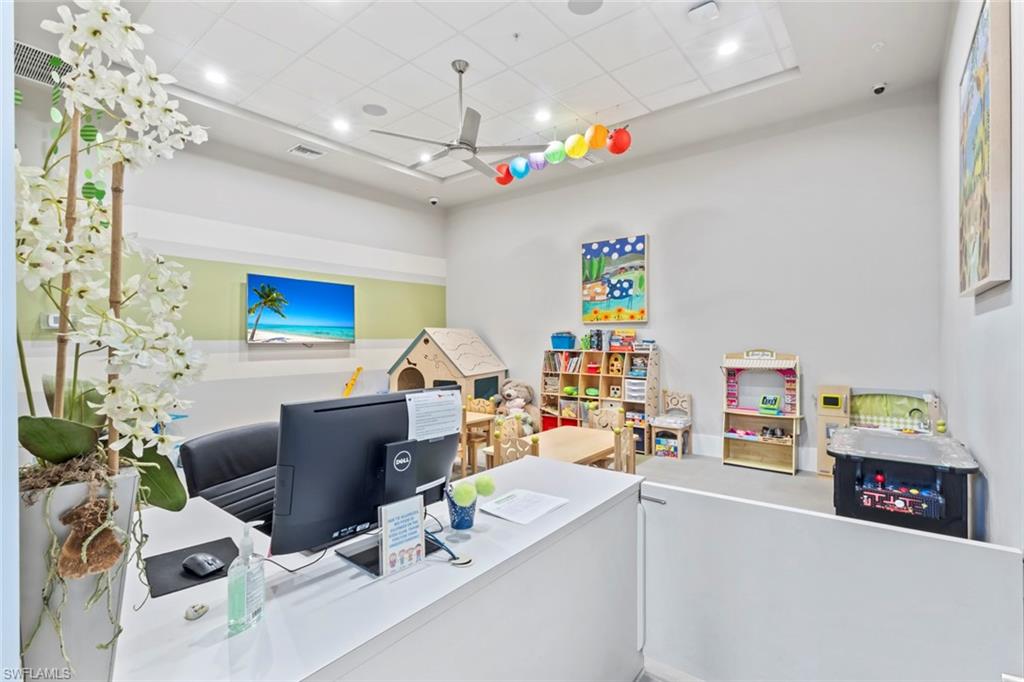 19902 Beverly Park Road Estero, FL 33928 - Photo 43 of 47 Office space featuring ceiling fan, a drop ceiling, and recessed lighting