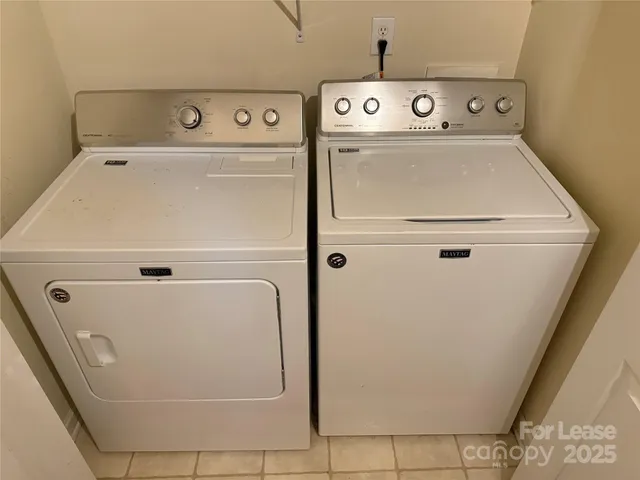 a close up view of washer and dryer