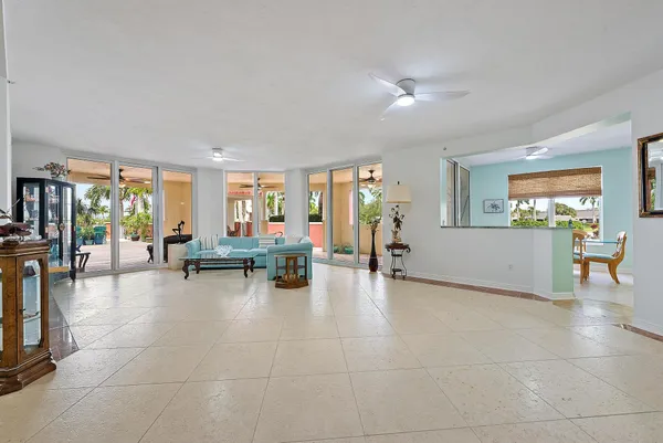 a view of a living room and dining room