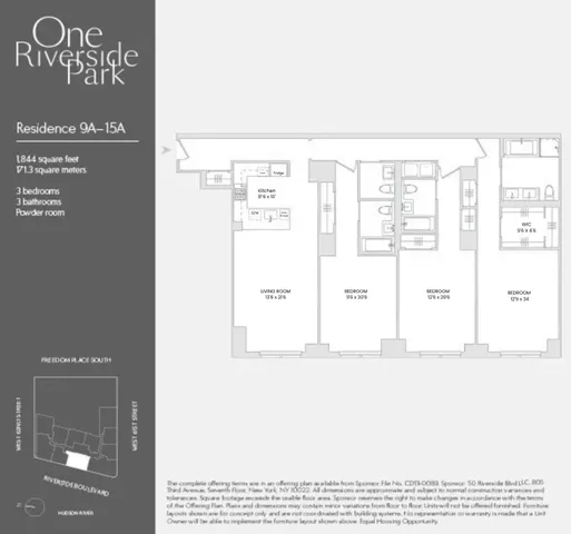 $4,600,000 | 50 Riverside Boulevard, Unit 15A | Upper West Side