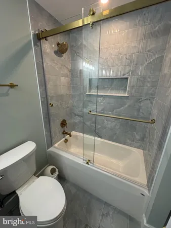 a bathroom with a toilet and a bathtub