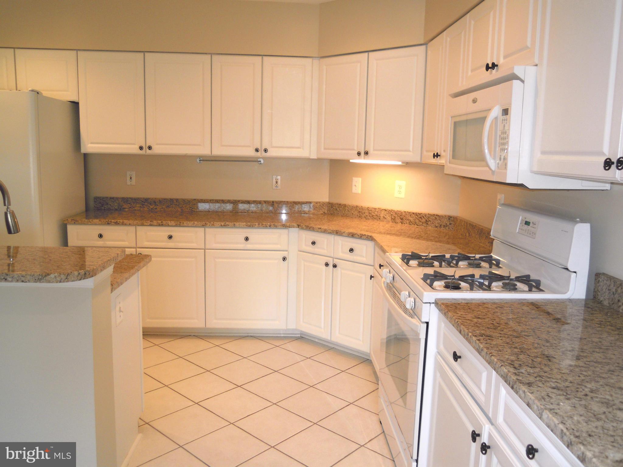 12000 Tralee Road, Unit 302 Lutherville-Timonium, MD 21093 - Photo 5 of 28 a kitchen with granite countertop white cabinets and white appliances