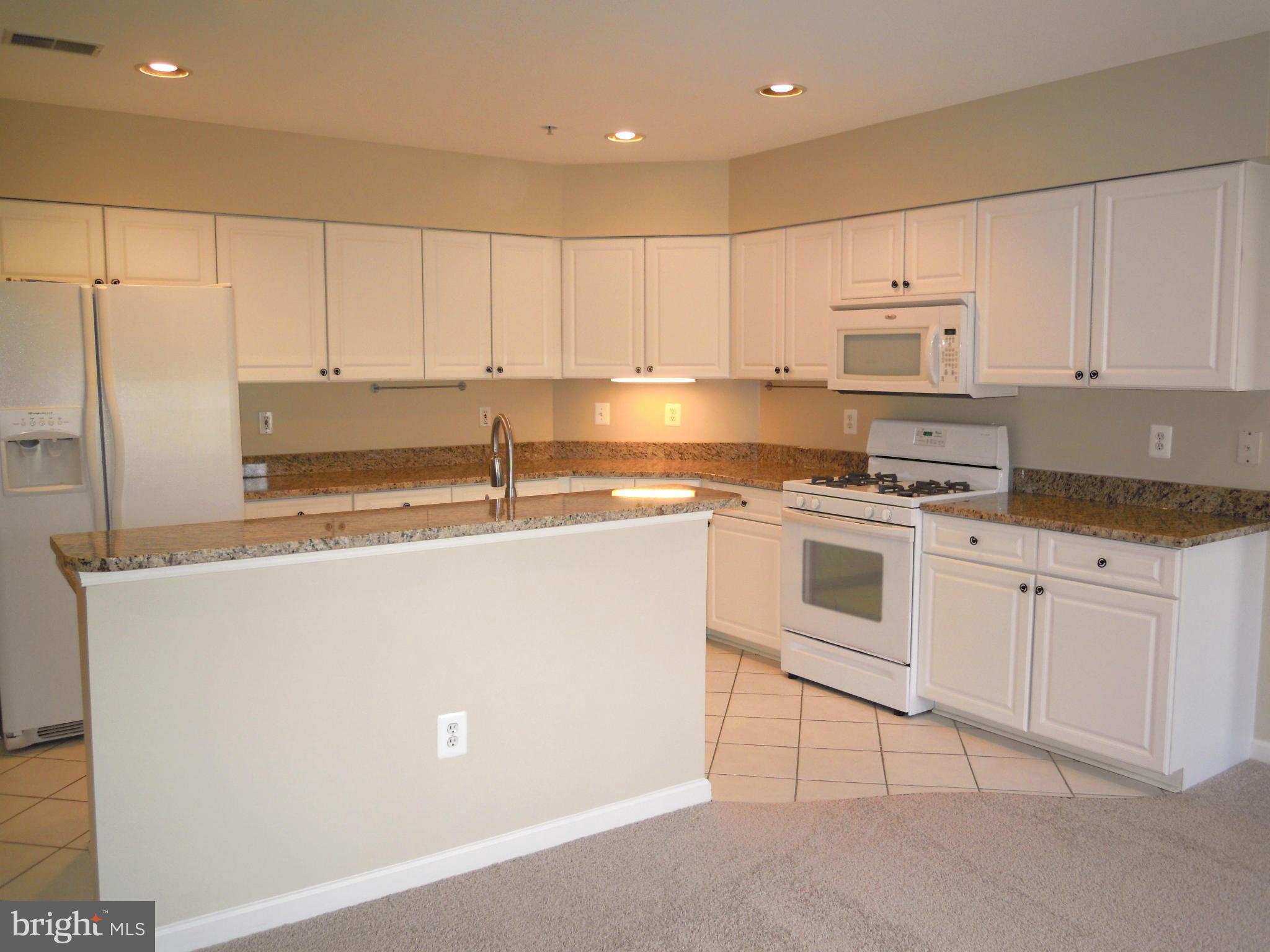 12000 Tralee Road, Unit 302 Lutherville-Timonium, MD 21093 - Photo 6 of 28 a kitchen with granite countertop white cabinets and white appliances