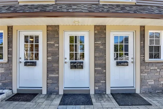 a view of a entryway door front of house