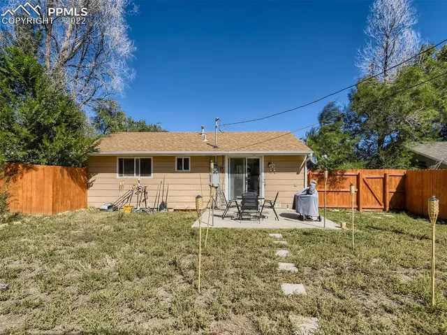 a front view of a house with patio