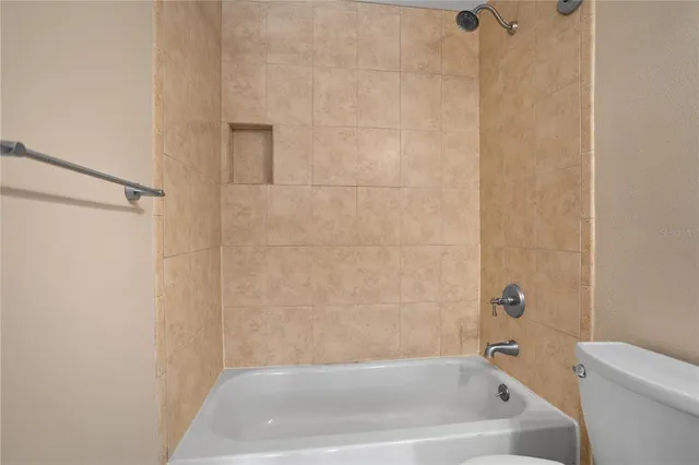 a bathroom with a bathtub