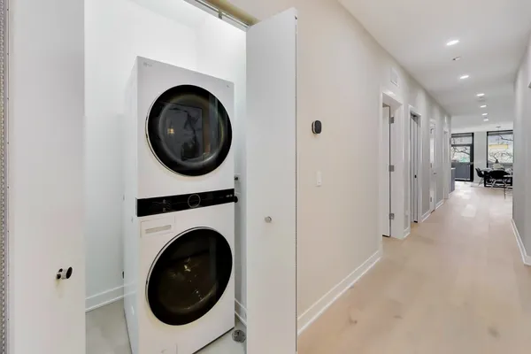 a building outdoor space with patio furniture