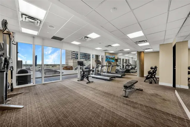 a view of a room with gym equipment