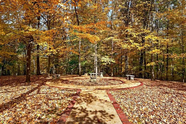 a front view of a building with a garden