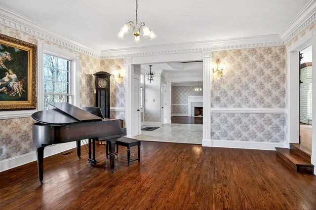 a view of a room that has a window in it