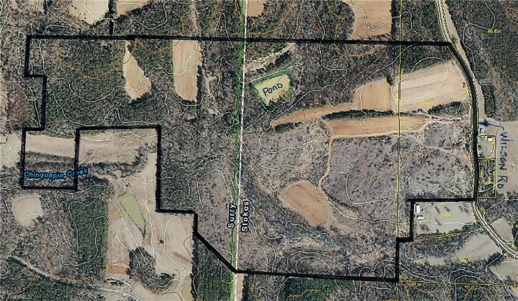 Aerial view of the property with the 20 foot contour line topo overlayed