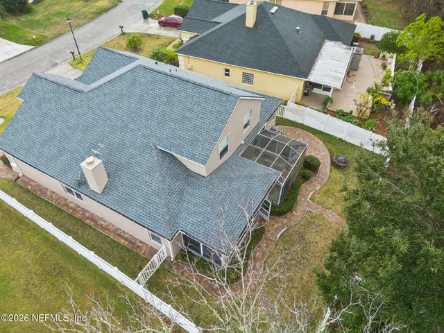 a view of a park with swings