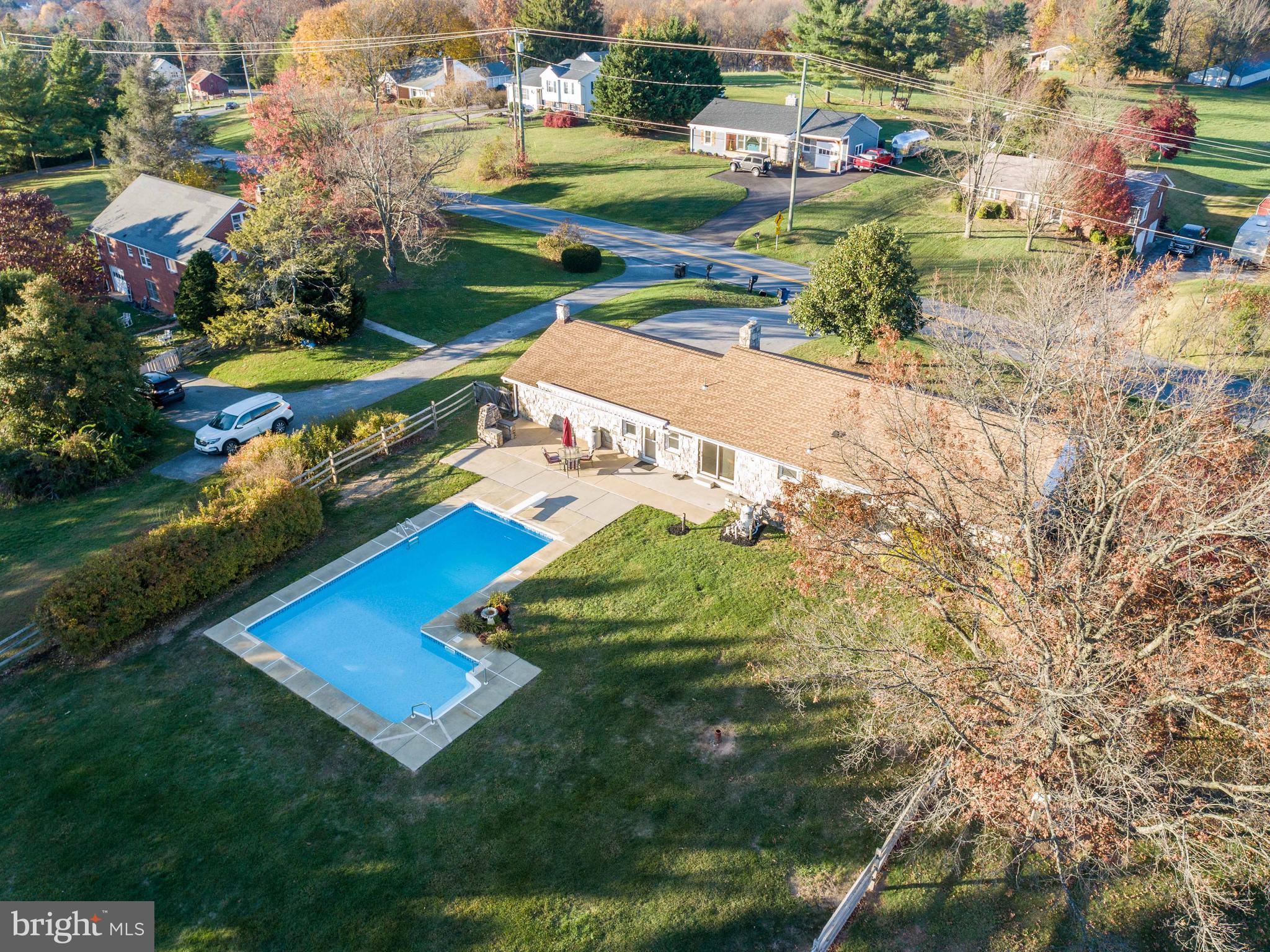 Aerial of Pool and Fenced Yard